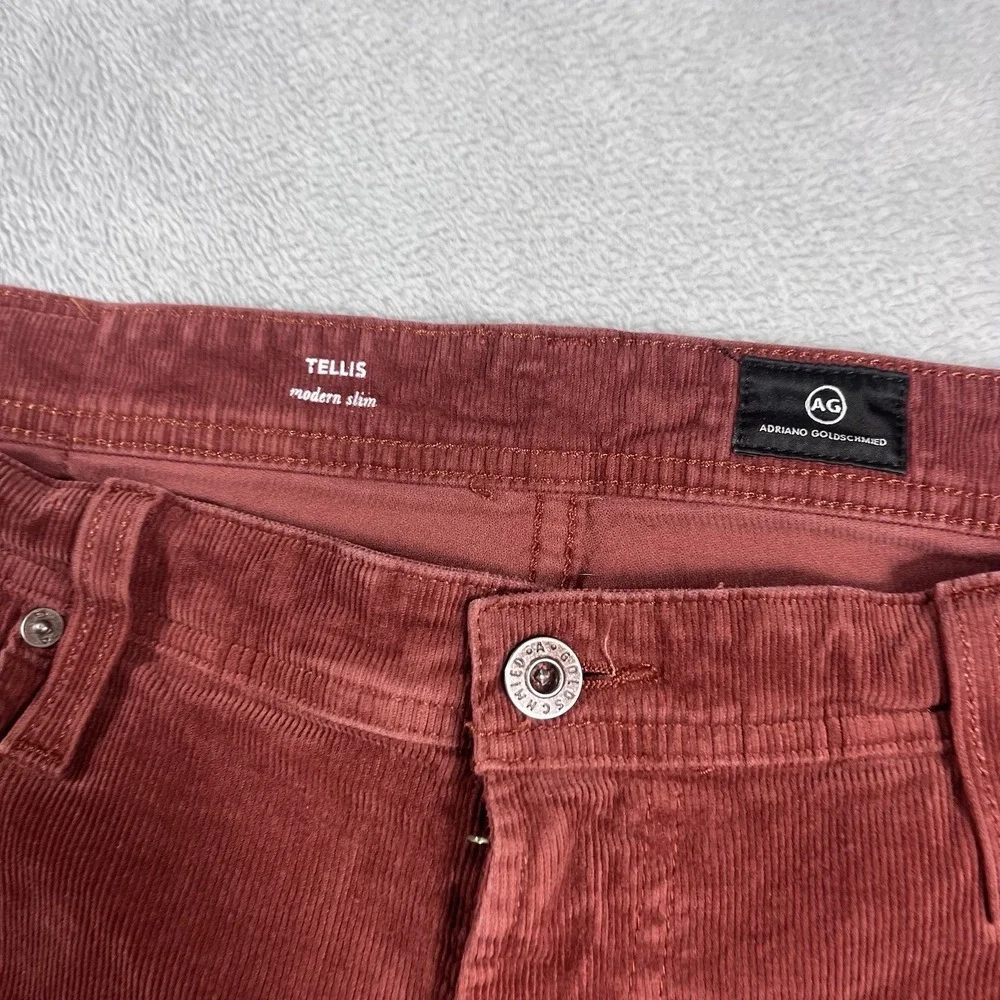AG Adriano Goldschmied Men's Size 36x28* Tellis Modern Slim Red Corduroy Pants